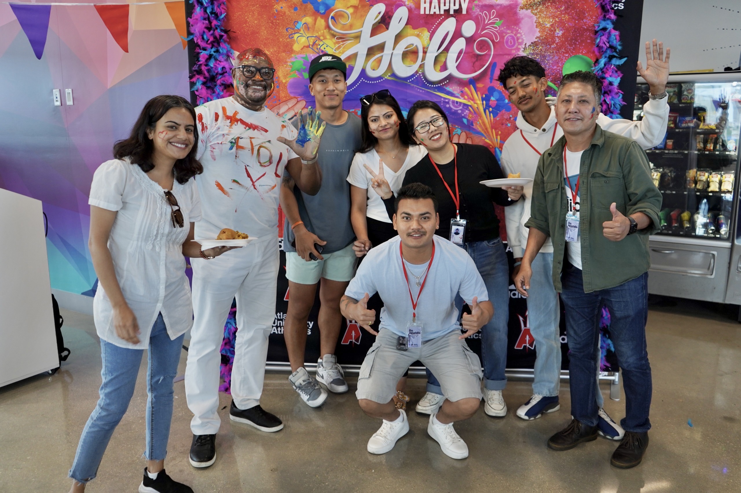 Holi Celebration at Atlantis University – Students enjoying the festival of colors.