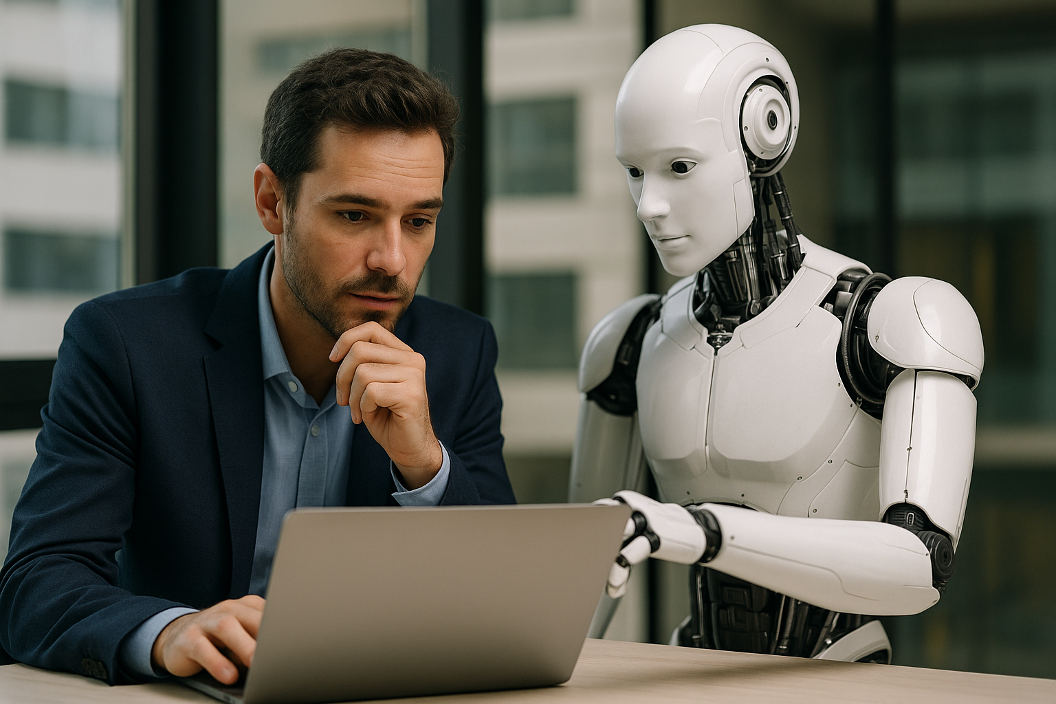 Human and AI collaboration concept